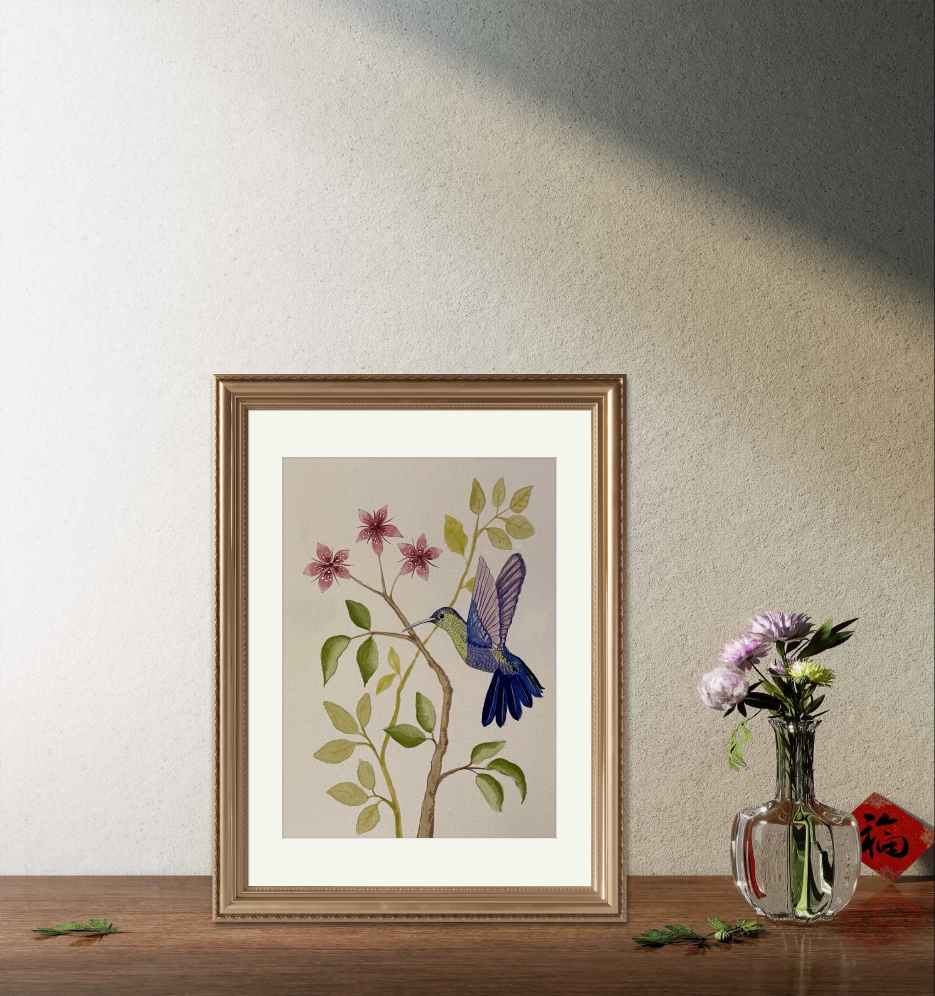 Blue Hummingbird (Print) (A3) (Sale) - Image 2