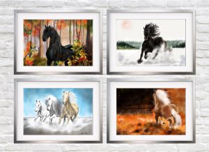 All Four Elegant Horses Prints (A5) (Limited Time Sale)